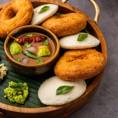idli vada with sambar pr sambhar also called medu wada rice cake
